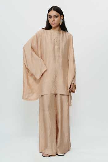 AK-OK Silk Kaftan & Broad Pant Set 
