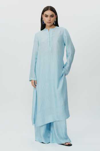 AK-OK Silk Long Kaftan & Pant Set 