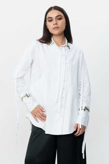 AK-OK Hand Embroidered Cuff & Collar Shirt 