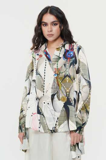 AK-OK Astral Print Silk Shirt 