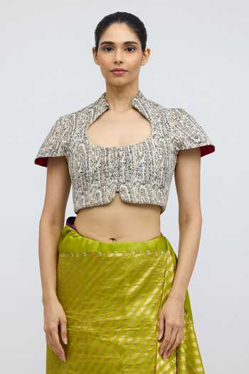 QUARTER Himroo Scoop Neck Blouse 