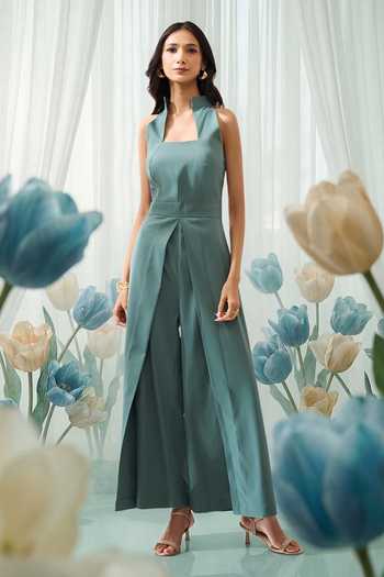 Naintara Bajaj High-Collar Slit Jumpsuit 