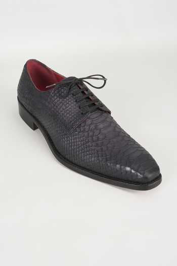 Salil Bhatia Black & Grey Embossed Leather Derby Shoes