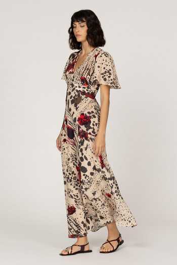 Inoa Aster Papaver Print Silk Dress 