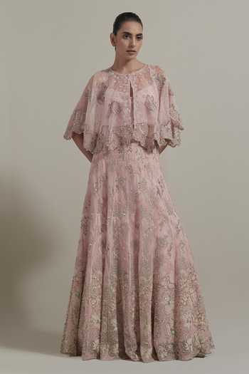 Kavita Bhartia Hand Embellished Cape Skirt Set 