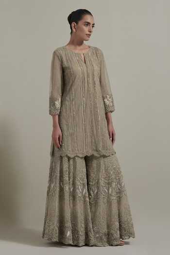 Kavita Bhartia Textured Pattern Kurta & Sharara Set 