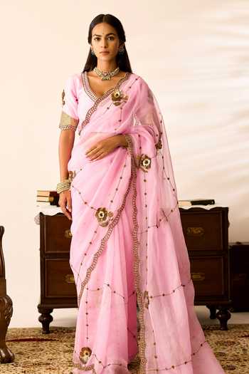 Peeli Dori Gulbahar Organza Saree & Blouse Set 