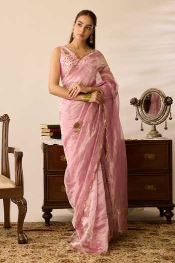 Peeli Dori Meadow Silk Tissue Saree With Blouse 