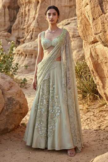 Ruceru Tissue Organza & Lace Lehenga Set 