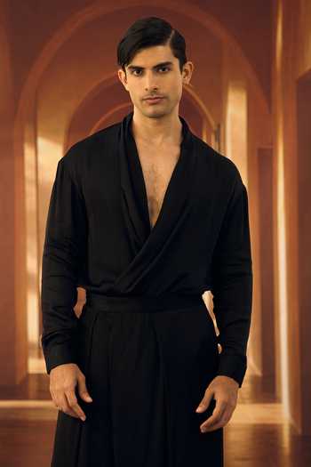 Vivek Karunakaran Black Wrap Shirt 