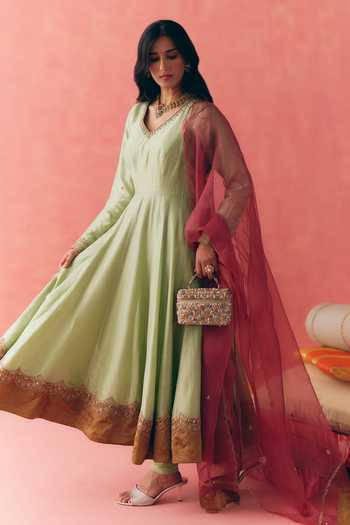 Mirasa Rivaana Sage Green Anarkali Churidar Set 