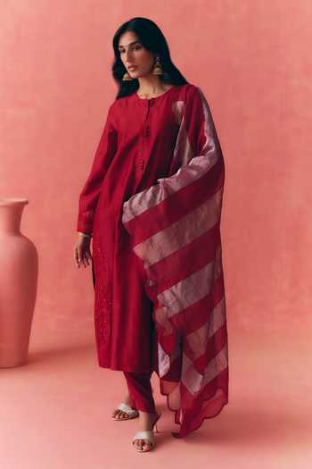 Mirasa Areesha Pure Silk Chanderi Kurta Set 
