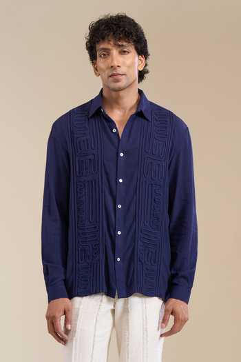 Line Out Line Geometric Pattern Shirt 