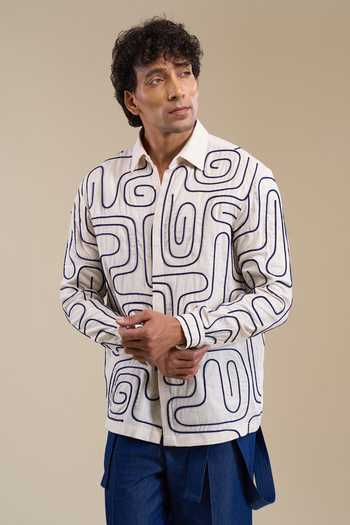 Line Out Line Loop Terrain Pattern Shirt 