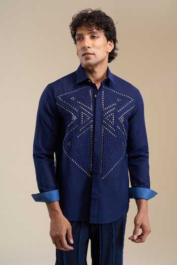 Line Out Line Geometric Contour Pattern Shirt 