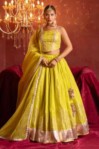 Pomcha Jaipur Gota Patti Work Lehenga Blouse Set 