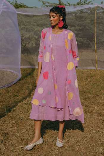 Nimbu Mirchi Sorbet Polka Dot Print Jacket With Dress 