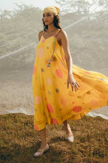 Nimbu Mirchi Gems Polka Dot Print Dress 
