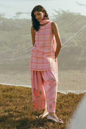 Nimbu Mirchi Gulaboo Checkered Print Kurta & Salwar Set 