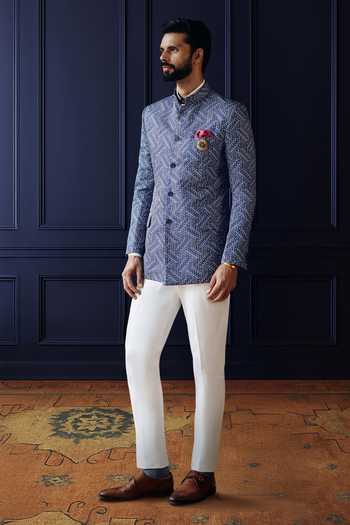 Raghavendra Rathore Jodhpur Geometric Weave Bandhgala 