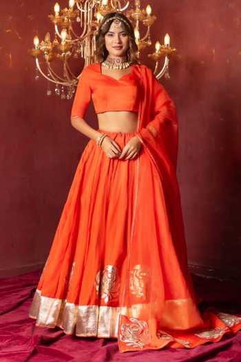 Pomcha Jaipur Gota Patti Hand Work Lehenga Set 
