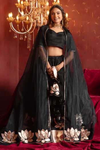 Pomcha Jaipur Lotus Motif Lehenga Set 