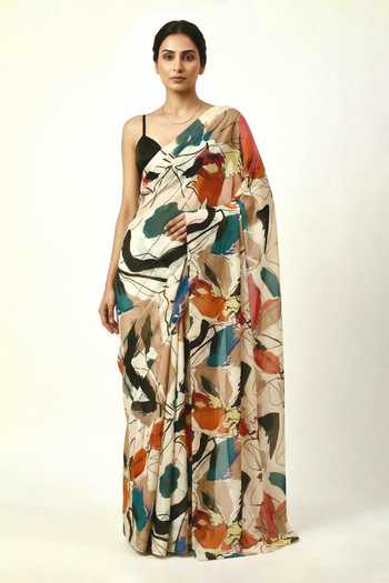 Ellemora Fashions Silk Canvas Saree & Blouse Set 