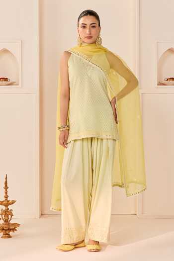 Sheetal Batra Miral Mint Green Short Kurta Salwar Set 