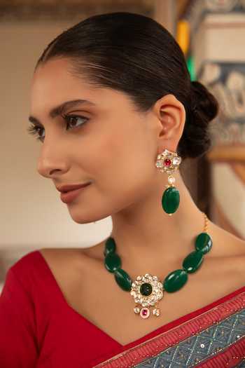 Xago Sunehri Sheesh Polki Moissanite Pendant Necklace 