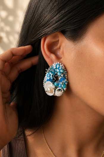 KIHOY Nori Blue Shell Stud Earrings 