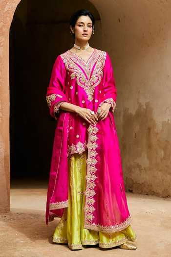 Vinita Bhansali Heer Embroidered Pure Silk Sharara Set 