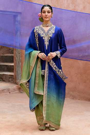 Vinita Bhansali Neera Embroidered Silk Kurta Salwar Set 