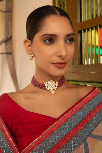 Xago Kiran Sheesh Polki Moissanite Necklace Set 