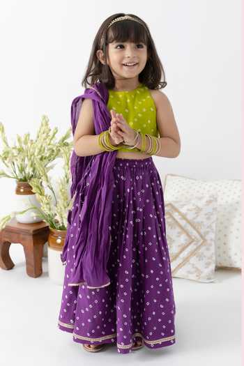 Tiber Taber Bandhani Print Cotton Lehenga Set 