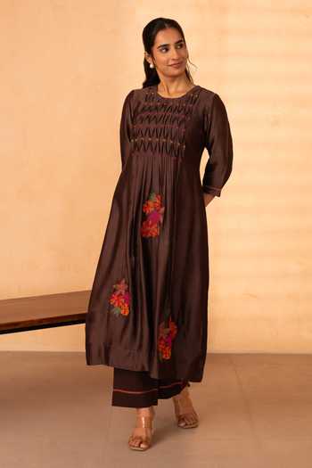 Gulabik Jaipur Chinar Handloom Chanderi Kurta & Pant Set 