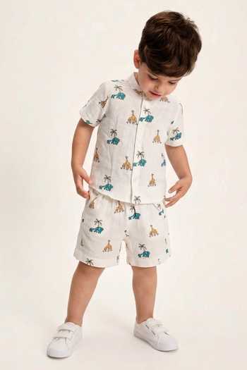 MR Brat Jungle Safari Shirt & Shorts Co-ord Set 