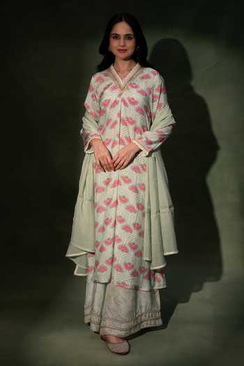 Grass & Sunshine Blush Meadow Floral Print Boho Kurta Set