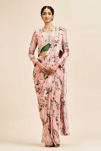 Issa Studio By Chetana & Swathi Meera Printed Pre-Draped Saree With Blouse 