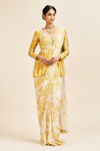 Issa Studio By Chetana & Swathi Nihari Pre-Draped Saree With Peplum Top 