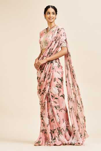 Issa Studio By Chetana & Swathi Runika Printed Pre-Draped Saree With Blouse 