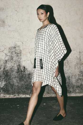 Atbw Grid Notebook Print Kaftan Dress 