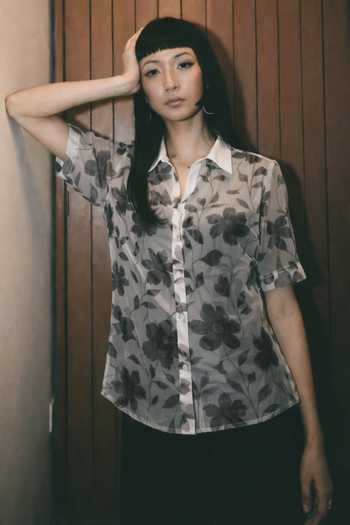 Atbw Floral Pattern Sheer Shirt 