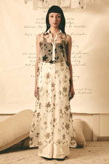 Atbw Floral Pattern Sheer Dress 