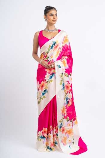 Studio 113 Zeenat Print Saree With Running Blouse 
