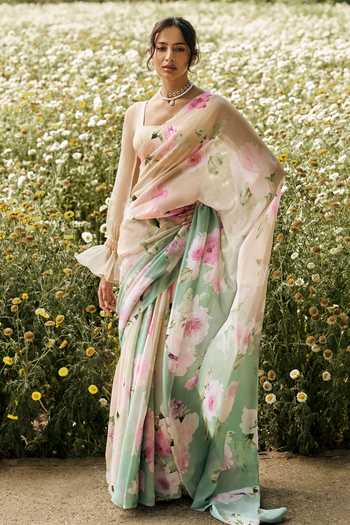 Studio 113 Alea Hazel Ombre Chiffon Saree With Running Blouse 