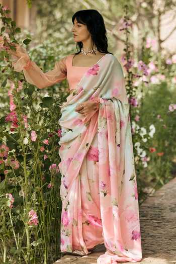 Studio 113 Alea Coral Reef Ombre Saree With Running Blouse 