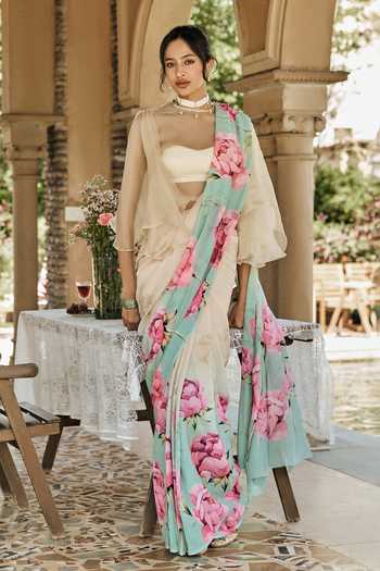 Studio 113 Monica Ocean Breeze Ombre Saree With Running Blouse 