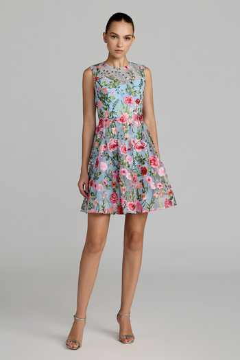 Mac Duggal Floral Embroidered A-line Dress 