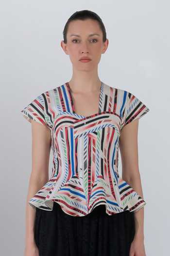 LEH STUDIOS Sia Abstract Pattern Cotton Top 