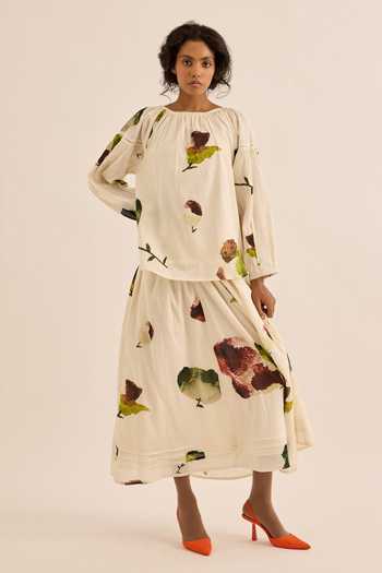 Kharakapas Clavel Abstract Floral Print Skirt